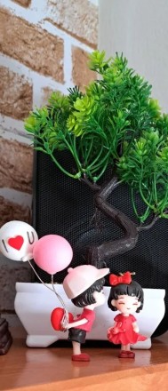 Садова композиція, інтер'єрна рослина бонсай + 1 світний чоловічок у подарунок!