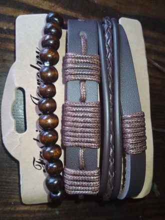 Модний подарунковий набір для чоловіків 3 в 1:  розкішний чоловічий шкіряний браслет.