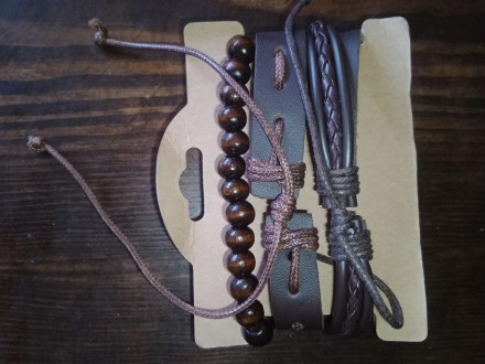 Модний подарунковий набір для чоловіків 3 в 1:  розкішний чоловічий шкіряний браслет.