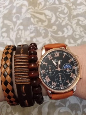 Модний подарунковий набір для чоловіків 3 в 1:  розкішний чоловічий шкіряний браслет.