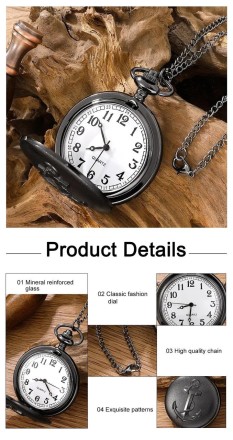 Годинник кишеньковий вінтаж "Pirate Anchor" у стилі "Морський" стимпанк із ланцюжком