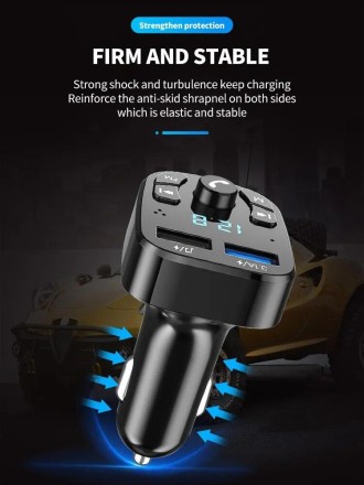 FM трансмітер F57 BL, MP3 Player, Автомобільна швидка зарядка, 3,1А QС 3.0  2 USB Bluetooth 5.0 Вольтметр