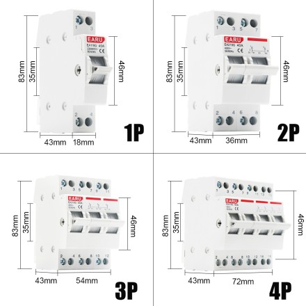 Автоматичний вимикач EARU Electric, 4P, 63A, EA-419G на DIN-рейку 400V