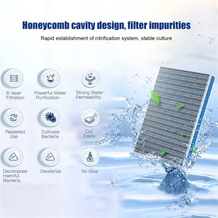 8D акваріумний фільтр, ЕКО губка, Екофільтр без клею, 500 х 110 мм х 20 мм