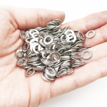 Набір із 200 шт. плоских шайб із неіржавкої сталі 304 (M2 M2.5 M3 M4 M5 M6 M8 M10 M12). В органайзері.