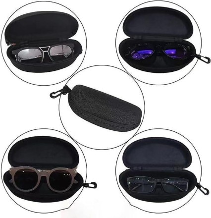 Футляр, для окулярів, на блискавці, чохол із карабіном "Classic Case". Чорний