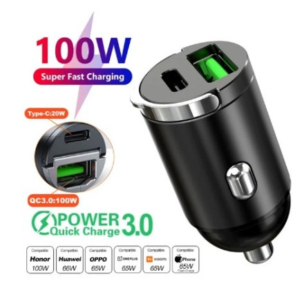 Автомобільне швидке заряджання, 100W Quick Charge 3.0 USB Type C