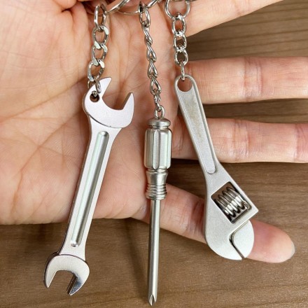 Брелок (набір) "Інструменти" "Rhodium Tools" 3 шт. для моделювання з кільцем із неіржавкої сталі. Родієве покриття