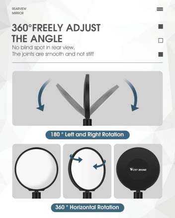 Універсальне велосипедне дзеркало заднього огляду, що регулюється на 360 градусів WEST BIKING