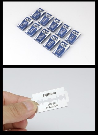 Двосторонні леза для бритв, перукарські леза "Super Platinum Professional", 10 штук BOX. Сталь 56 HRS