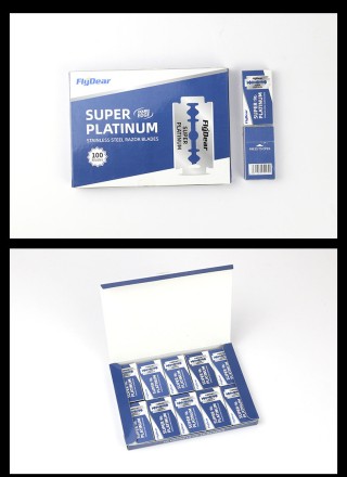 Двосторонні леза для бритв, перукарські леза "Super Platinum Professional", 10 штук BOX. Сталь 56 HRS