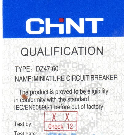 Автоматичний вимикач DZ47-60 1P 4.5KA C 50A на DIN-рейку