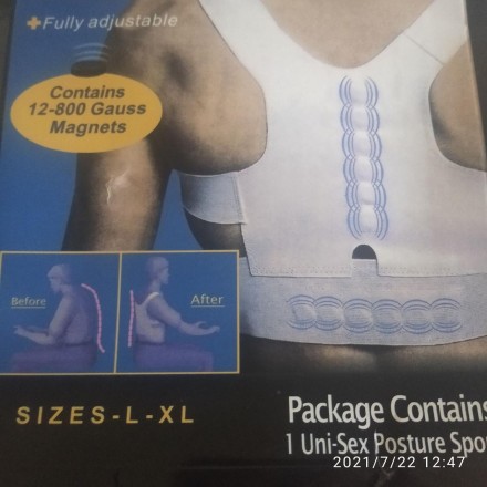 Коректор постави магнітний корсет Power Magnetic Posture Sport by Emson L — XL. Оригінал!