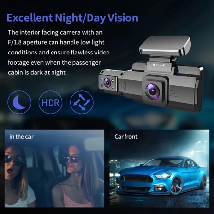 Автовідеореєстратор HD 1080P Dashcam DVR Recorder "Black Box", 2 камери WI-FI, IPS 3''