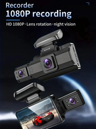 Автовідеореєстратор HD 1080P Dashcam DVR Recorder "Black Box", 2 камери WI-FI, IPS 3''
