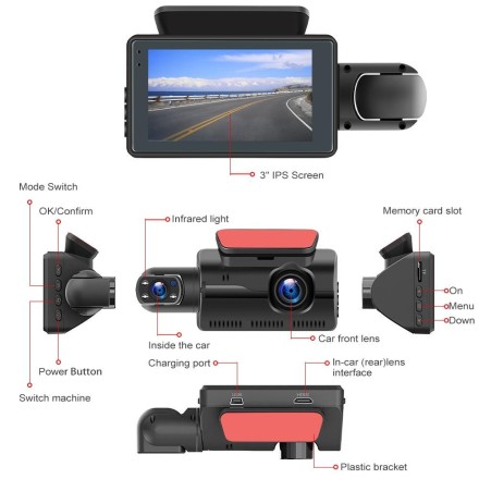 Автовідеореєстратор HD 1080P Dashcam DVR Recorder "Black Box", 2 камери WI-FI, IPS 3''