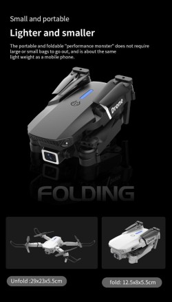 Квадрокоптер Дрон E88 Pro2, 4K, ширококутна HD-камера, Wi-Fi, fpv