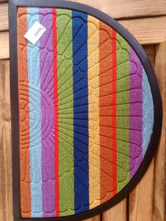 Килимок придверний, циновка 40*60 см. Напівкруглий. Зносостійкий і вологостійкий. Rainbow Life