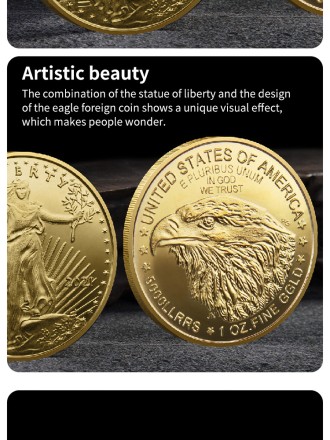 Пам'ятна, ювілейна позолочена монета, колекційна монета  "Статуя Свободи" США, 2021. Сувенірна монета