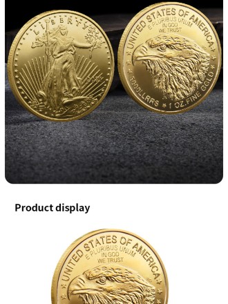 Пам'ятна, ювілейна позолочена монета, колекційна монета  "Статуя Свободи" США, 2021. Сувенірна монета