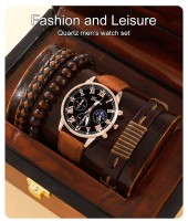 Модний подарунковий набір для чоловіків 4 в 1: розкішний чоловічий годинник "Geneva" і три шкіряні браслети