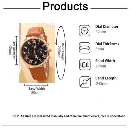 Модний подарунковий набір для чоловіків 4 в 1: розкішний чоловічий годинник "Geneva" і три шкіряні браслети