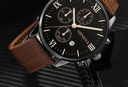 Модний подарунковий набір для чоловіків 4 в 1: розкішний чоловічий годинник "Geneva" і три шкіряні браслети