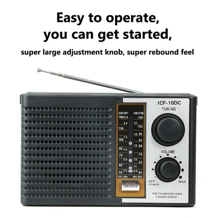 5 діапазонний радіоприймач.TV/FM/AM/SW World Receiver S5 Bands Radio. Sonikasi Model ICF-10DC