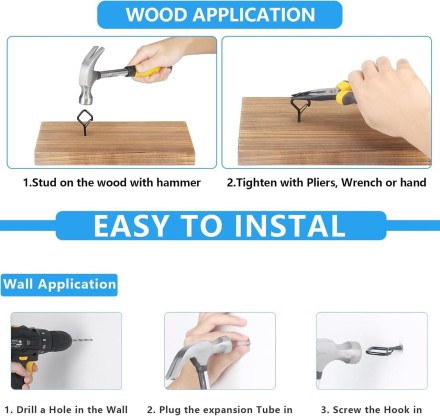 Універсальне кріплення "гвинт-карабін" для надійного кріплення світильників, полиць, гірлянд, кашпо тощо