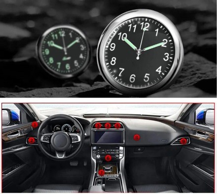 Годинник для авто, кварцовий, кришка неіржавка сталь, чорний, класичний циферблат 3М