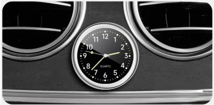 Годинник для авто, кварцовий, кришка неіржавка сталь, чорний, класичний циферблат 3М