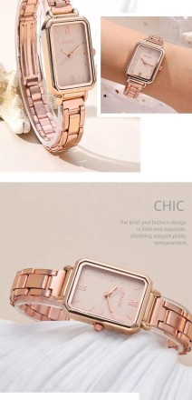 Подарунковий набір для жінок 6 в 1: розкішний годинник "Crown", браслет, сережки, кулон із ланцюжком, кільце