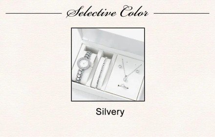 Подарунковий набір для жінок 6 в 1: розкішний годинник "Crown", браслет, сережки, кулон із ланцюжком, кільце