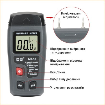 Вологомір деревини (вимірювач вологості деревини) голчастий KKMOON EMT01