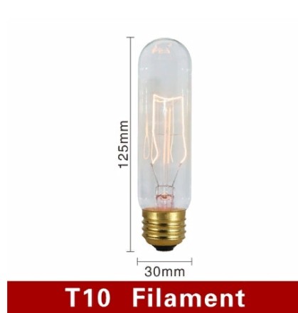 Дизайнерська ретроламентна лампа Едісона 40W, E27, Т10, 2300 K капсульна, спіральна