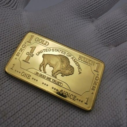 Сувенірний слиток "Буйвол", "American Buffalo Troy Ounce" 1 OZ Fine Gold, позолочений сувенірний колекційни