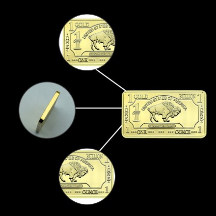 Сувенірний слиток "Буйвол", "American Buffalo Troy Ounce" 1 OZ Fine Gold, позолочений сувенірний колекційни