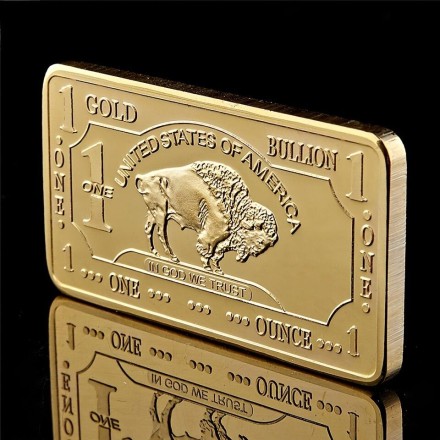 Сувенірний слиток "Буйвол", "American Buffalo Troy Ounce" 1 OZ Fine Gold, позолочений сувенірний колекційни