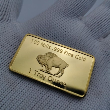 Сувенірний слиток "Буйвол", "American Buffalo Troy Ounce" 1 OZ Fine Gold, позолочений сувенірний колекційни