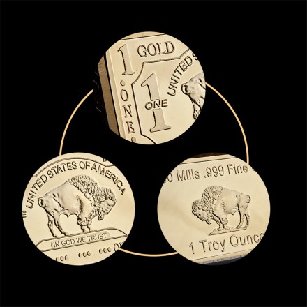 Сувенірний слиток "Буйвол", "American Buffalo Troy Ounce" 1 OZ Fine Gold, позолочений сувенірний колекційни