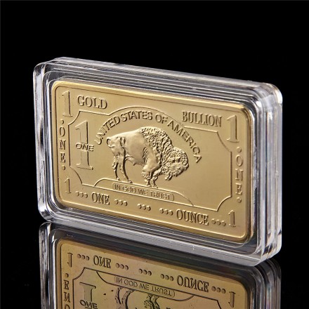 Сувенірний слиток "Буйвол", "American Buffalo Troy Ounce" 1 OZ Fine Gold, позолочений сувенірний колекційни