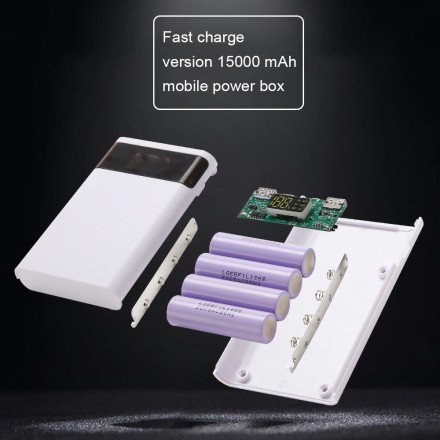 Бокс 6 х 18650. Box універсальна батарея з дисплеєм Power Bank Пауербанк. Безперебійник. LED-ліхтарик