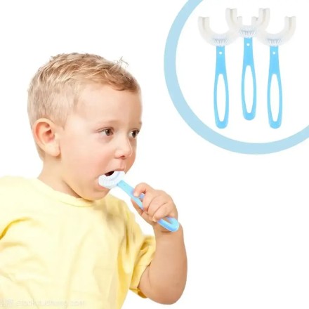 Дитяча зубна щітка KidsBrush U-подібна, силіконова капа для дитячих зубів з очищенням на 360 градусів 6-12