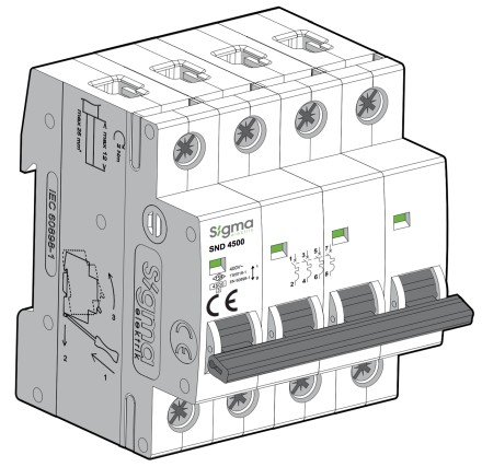 Автоматичний вимикач Sigma SND 4500, C63, 4P, 63A, на DIN-рейку, Туреччина
