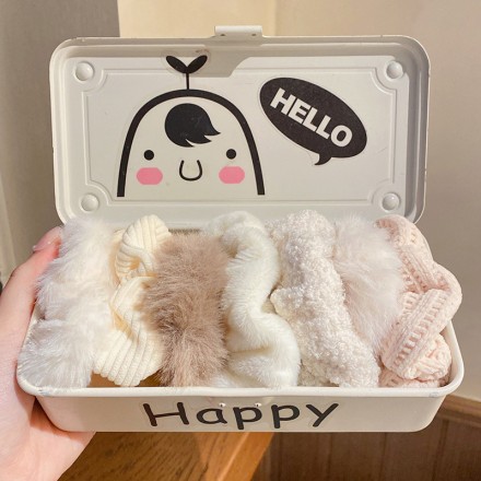 Шпилька гумка для волосся Furry Elastic м'яка, еластична, пухнаста (набір колекція 7 шт.)