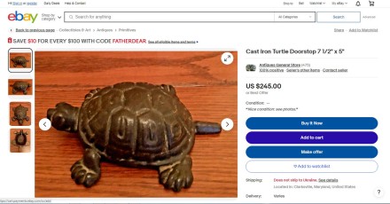 Статуетка, фігурка "Черепаха", литий чавун, 860 грамів Turtle Cast Iron Craft Decoration. Важка!