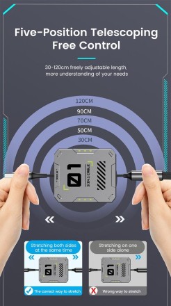 Швидкий зарядний пристрій 3 в 1 висувний телефонний кабель із трьома стандартами 100 Вт 6 А