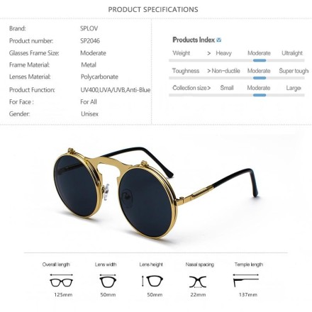 Вінтажні стимпанки сонцезахисні фліп окуляри Ретро Панк авіатор