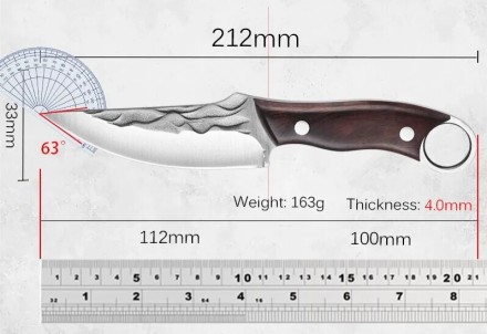 Туристичний, похідний ніж із неіржавкої сталі 5Cr15MoV. Кований. Ніж шеф-кухаря