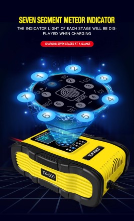 Потужний акумуляторний зарядний пристрій автомат E-FAST 12 Ампер 12 V — 24 V для будь-якого типу акумуляторів АКБ